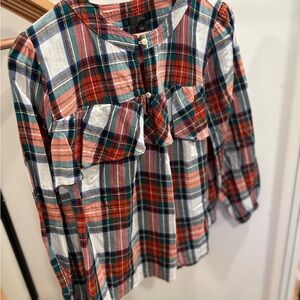 JCrew Plaid Women’s Ruffle Shirt - Red, Blue, Green